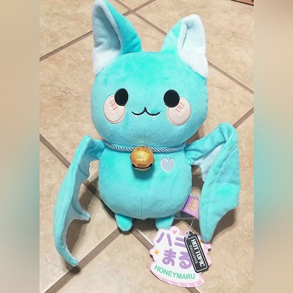 Honeymaru Aqua Blue Bat With Bell Collar 9 Inch Plush - Picture 1 of 2